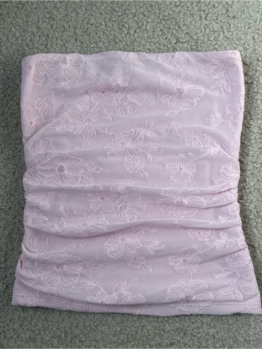 Garage Light Pink Floral Lace Strapless Tank Top